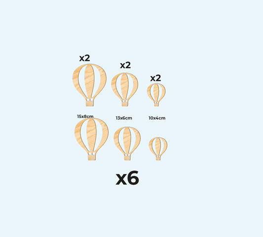 Set di 6 Mongolfiere in Legno