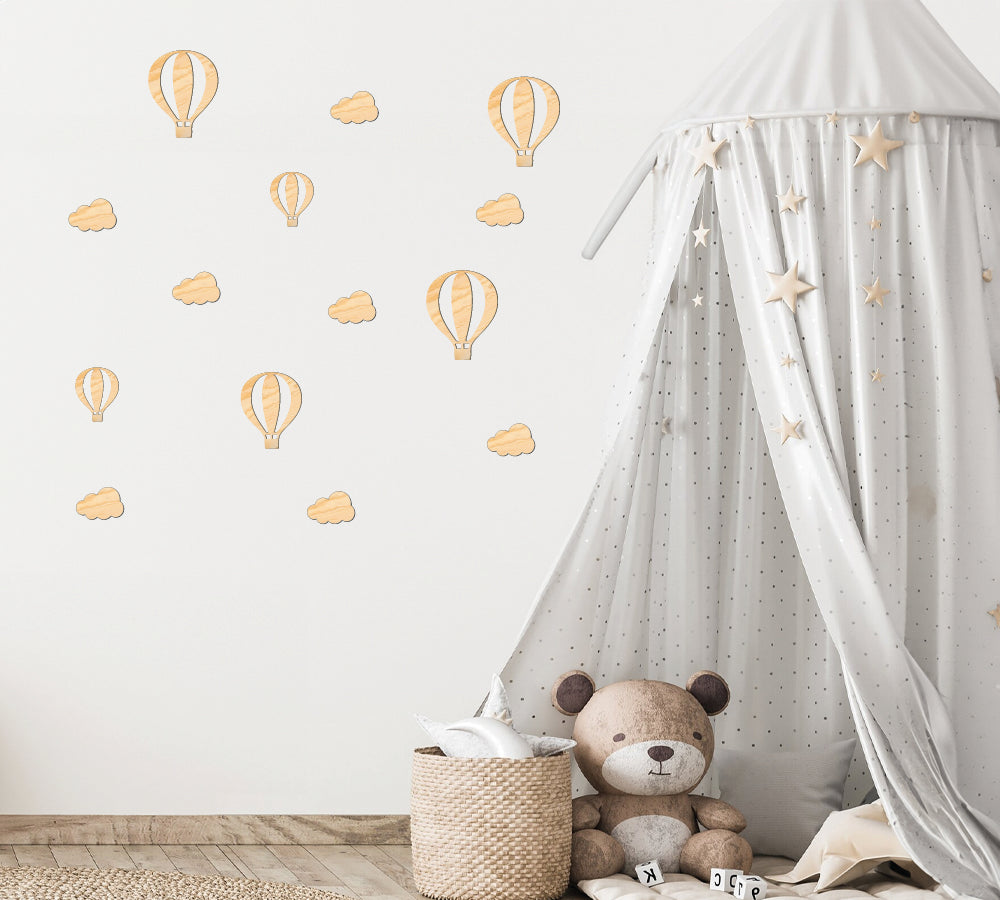 Set di 6 Mongolfiere in Legno