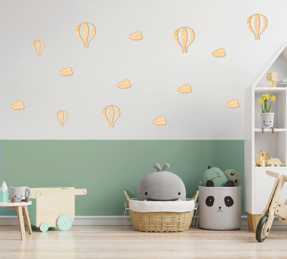 Set 9 nuvolette in legno